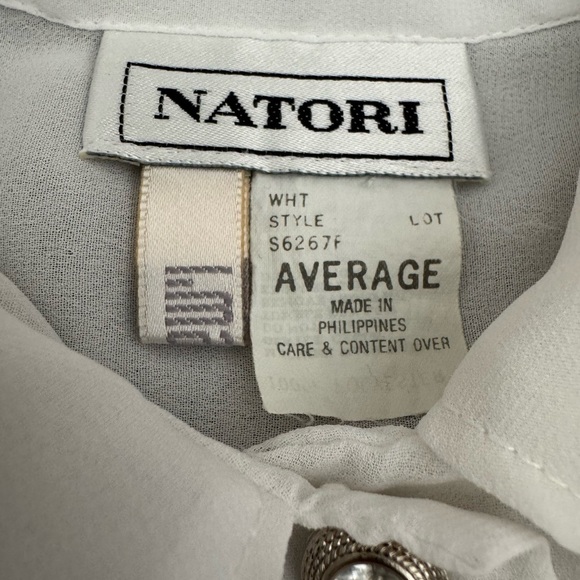 Vintage Natori Top Nightgown White Sheer Blouse floral embroidered - Picture 10 of 10